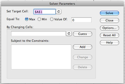 loading the solver add in excell 2011 for mac